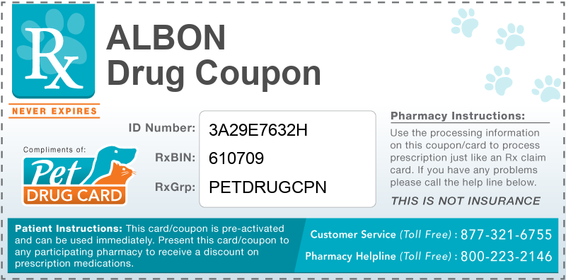 This Albon coupon provides significant prescription savings at pharmacies nationwide