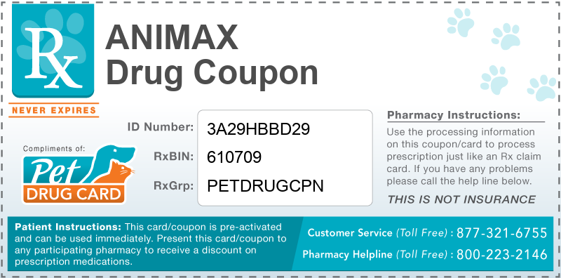 This Animax coupon provides significant prescription savings at pharmacies nationwide