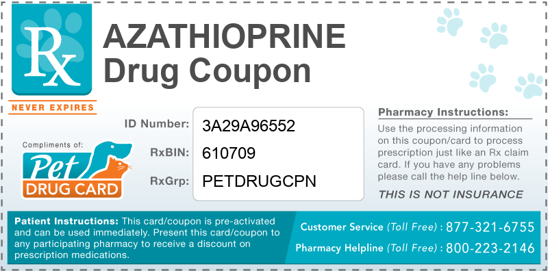 This Azathioprine coupon provides significant prescription savings at pharmacies nationwide