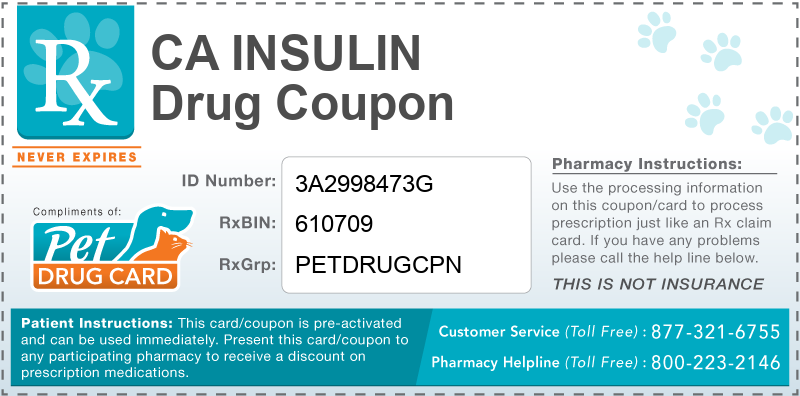This CA Insulin coupon provides significant prescription savings at pharmacies nationwide
