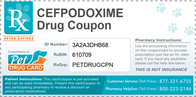 This Cefpodoxime coupon provides significant prescription savings at pharmacies nationwide