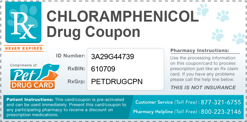 This Chloramphenicol coupon provides significant prescription savings at pharmacies nationwide