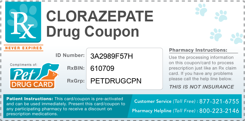 This Clorazepate coupon provides significant prescription savings at pharmacies nationwide
