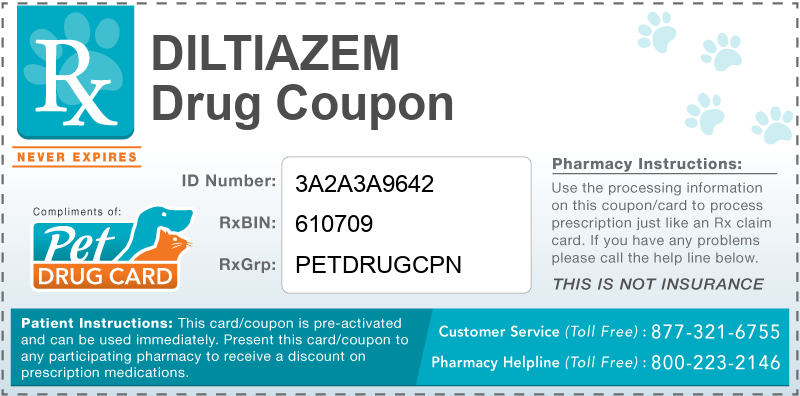 This Diltiazem coupon provides significant prescription savings at pharmacies nationwide