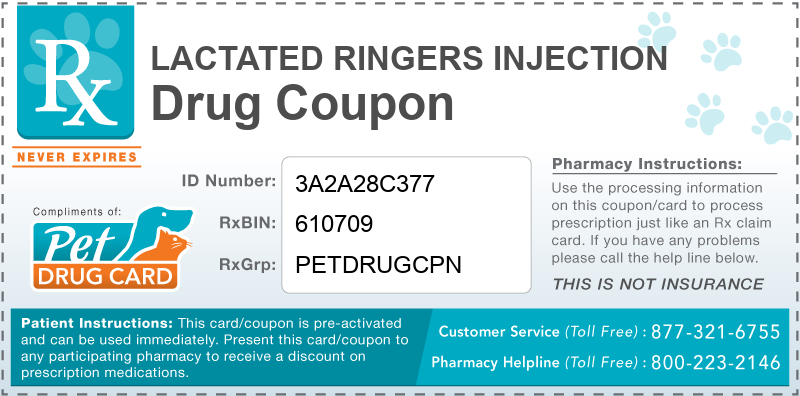 This Lactated Ringers Injection coupon provides significant prescription savings at pharmacies nationwide