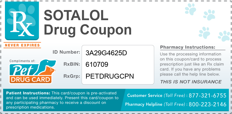 This Sotalol coupon provides significant prescription savings at pharmacies nationwide