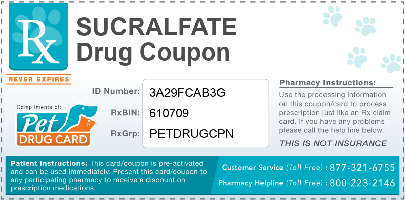 This Sucralfate coupon provides significant prescription savings at pharmacies nationwide
