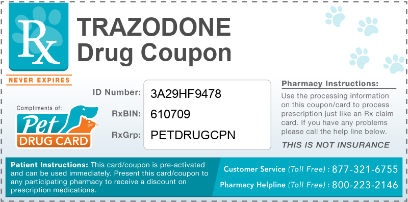 This Trazodone coupon provides significant prescription savings at pharmacies nationwide